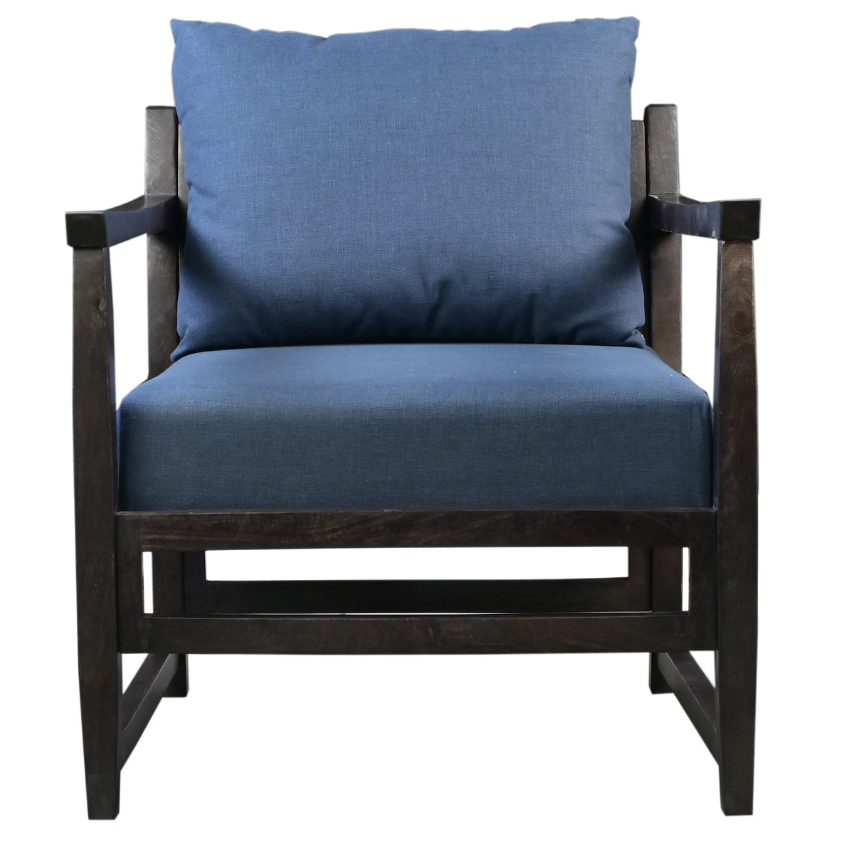 27 Inch Mango Wood Accent Chair with Pillow Back N8209