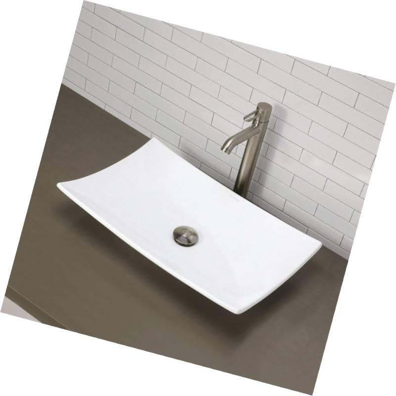 White Rectangular Vessel Sink L106