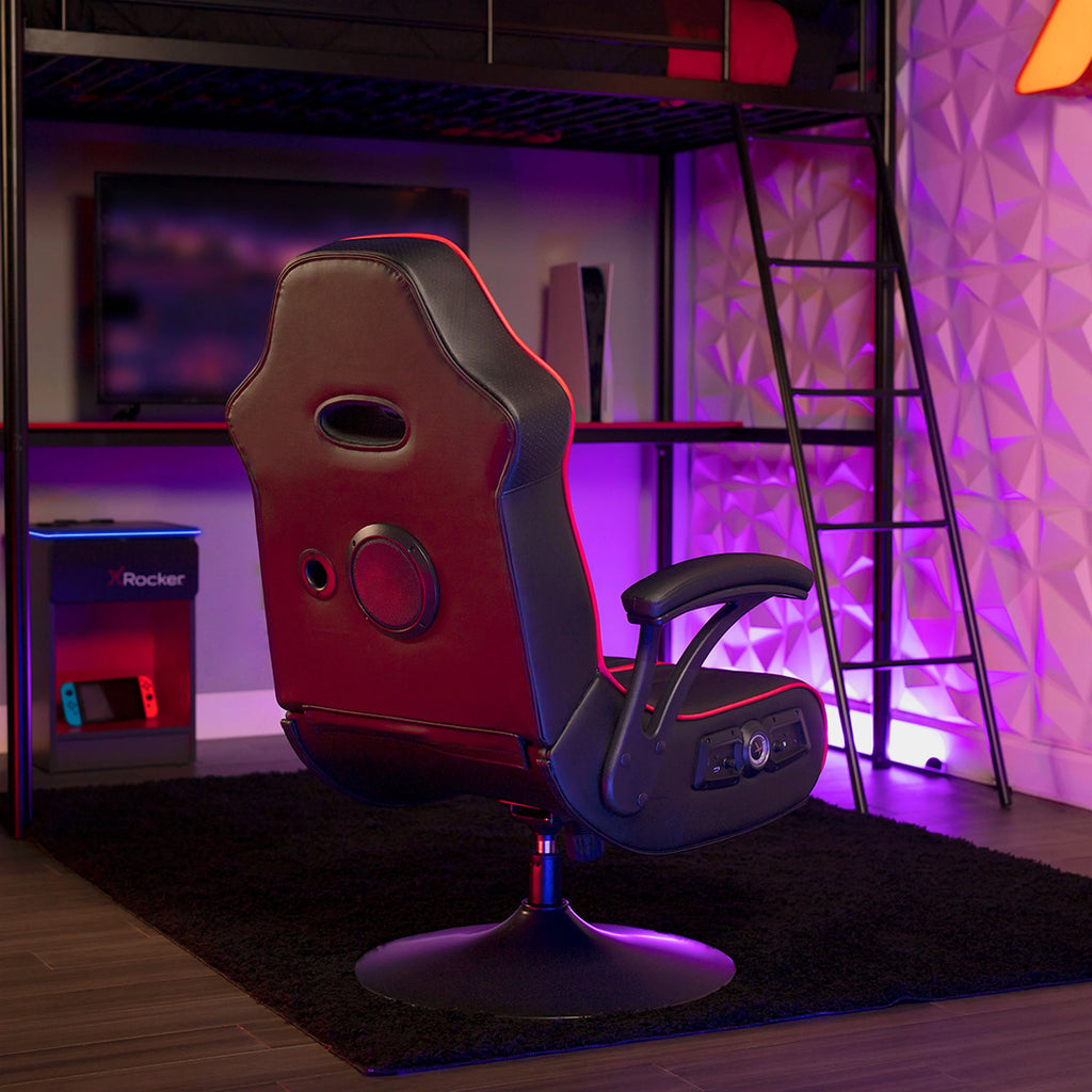 Black/Red Pedestal Gaming Chair with Subwoofer T766941