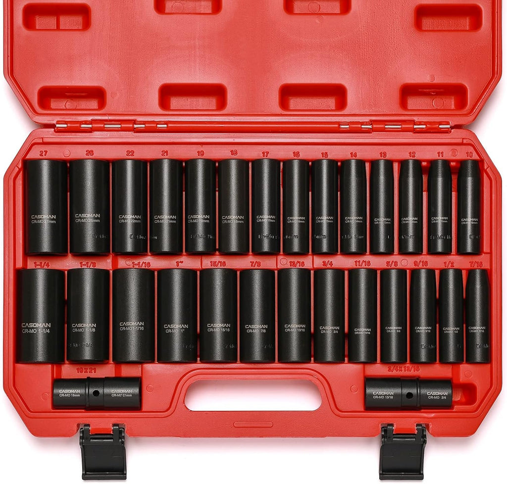 1/2-Inch 29 Pieces Deep Impact Socket Set, CR-MO, Metric & SAE Z745717