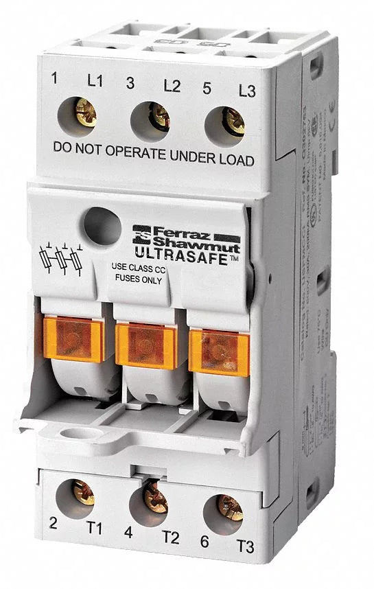 Fuse Block, 0 to 30A, Class CC, 3 Pole D622