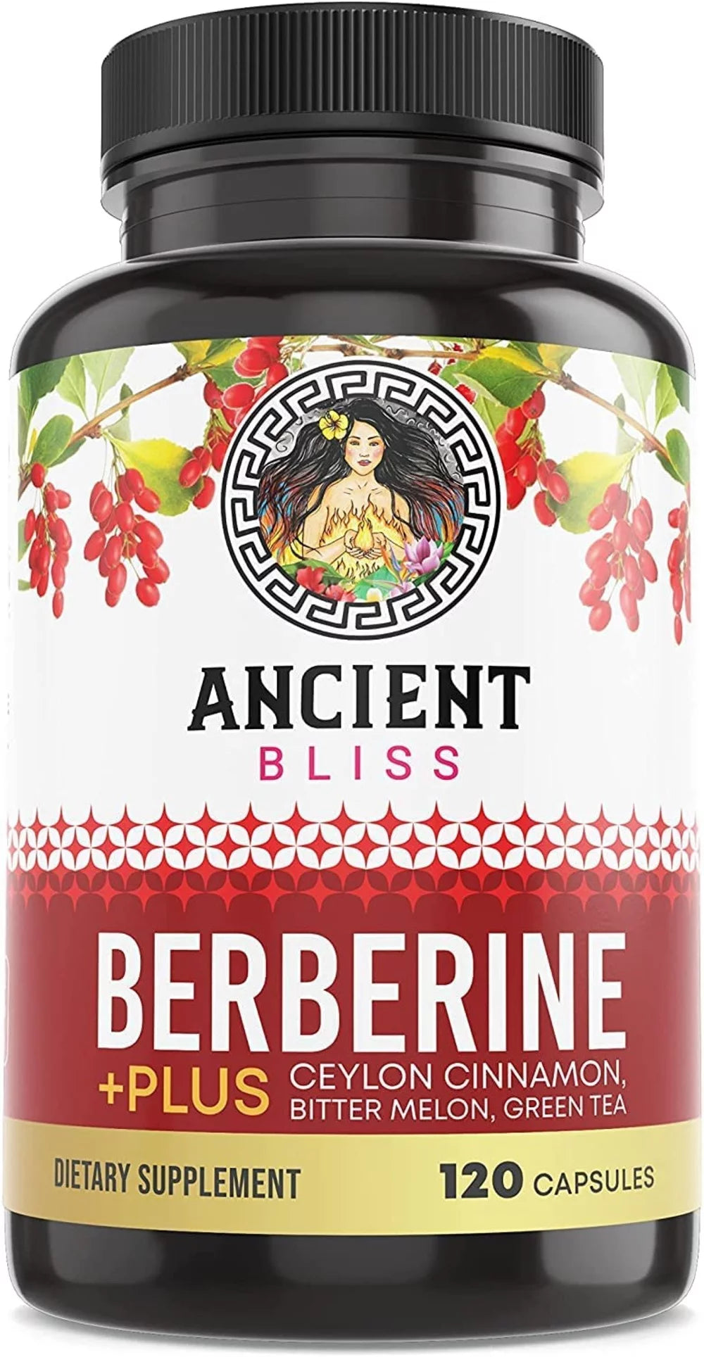 Berberine HCL 1200mg with Ceylon Cinnamon, Bitter Melon, Green Tea Extract 120 Capsules S436392