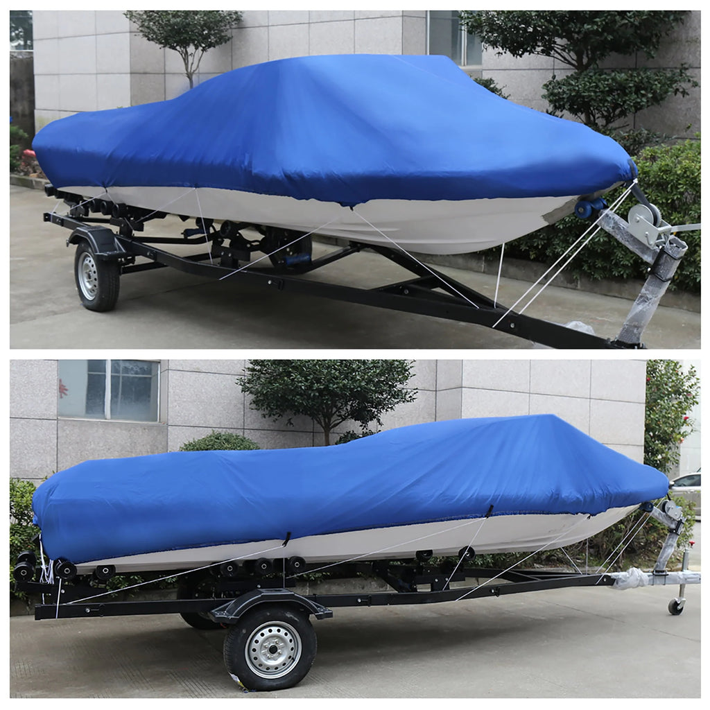 Blue 210D Waterproof Trailerable V-Hull Boat Cover A8039