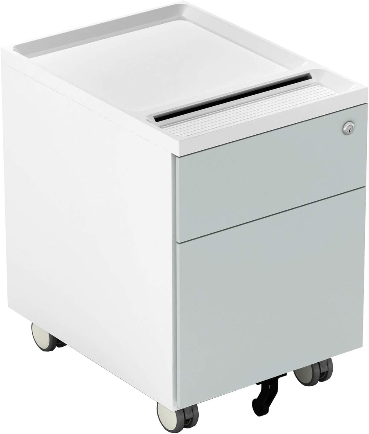 2 Drawer Metal File Cabinet with Lock and Casters B46586
