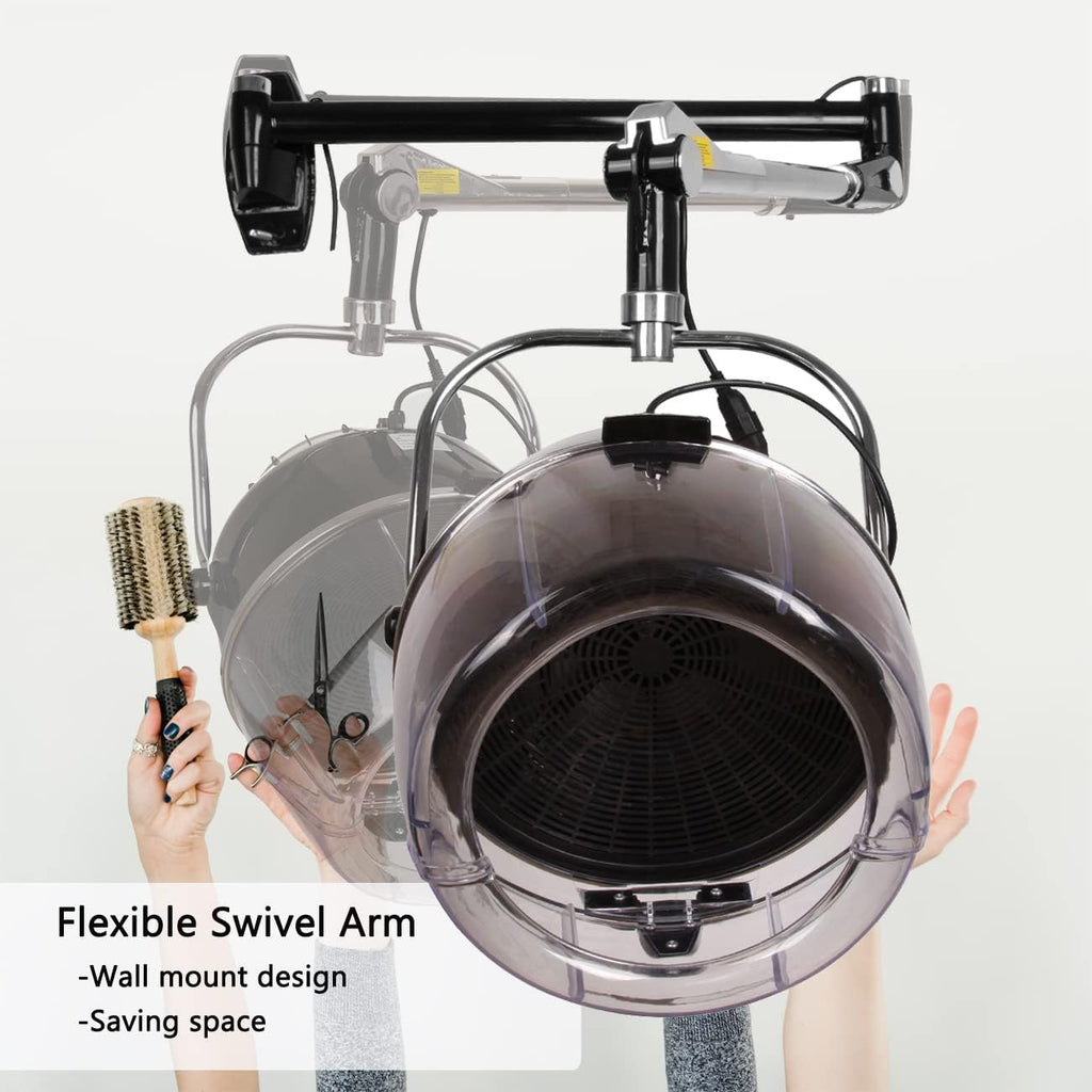 Retractable Wall Mounted Hair Hood Dryer with Flexible Swivel Arm Q859788