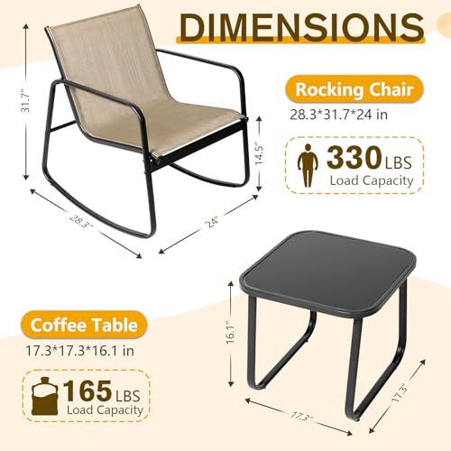 3 Pieces Black Rattan Patio Furniture Set with Coffee Table G8265