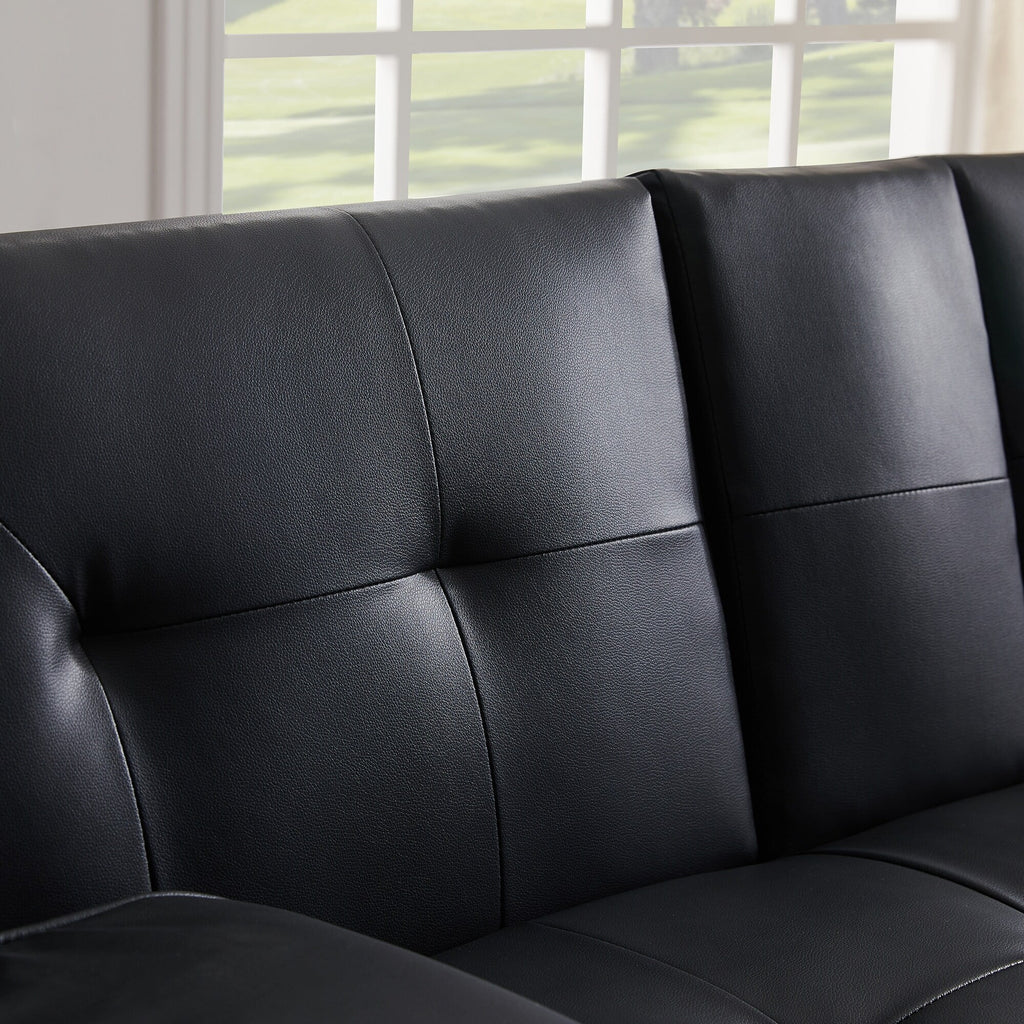 Faux Leather Loveseat Sofa Bed with Cup Holders P23841