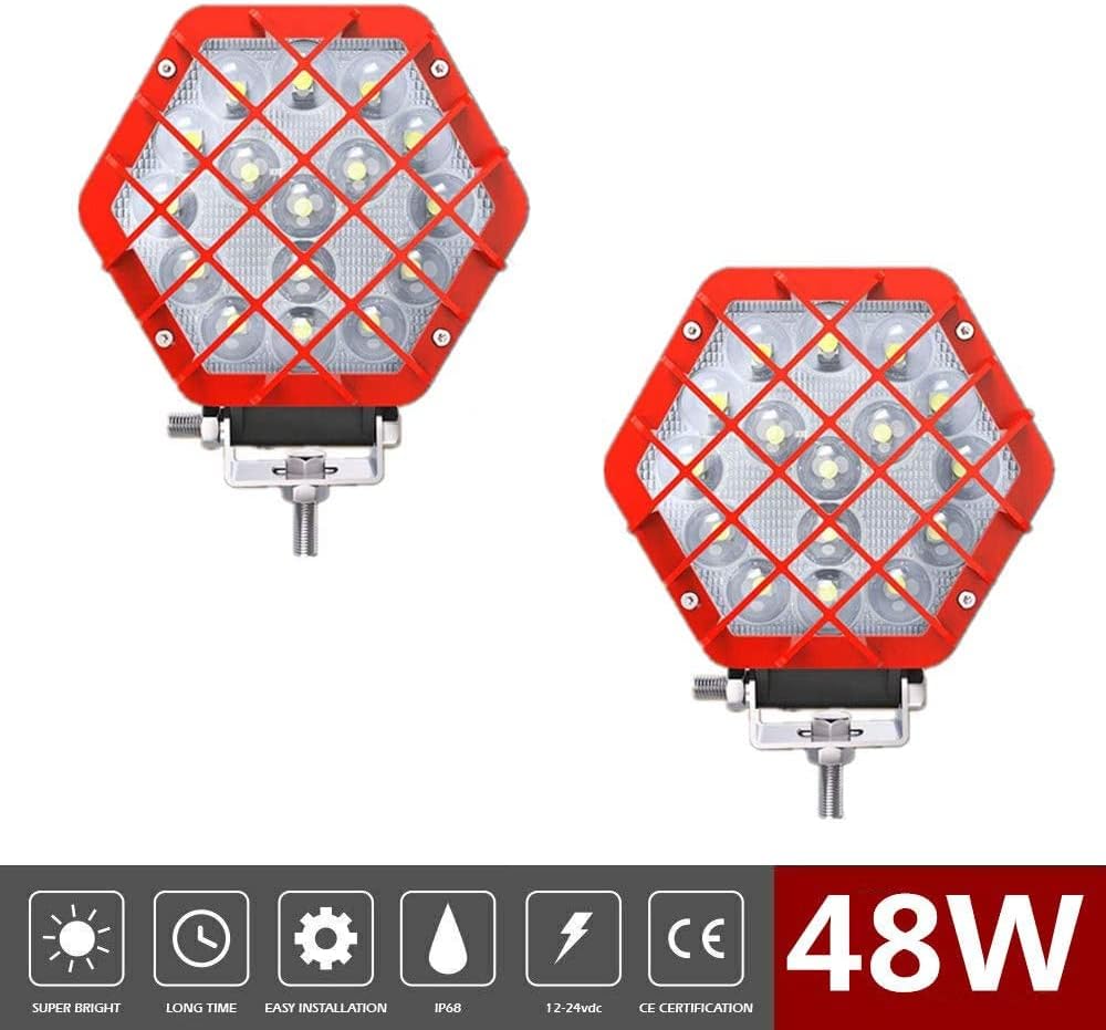 51W Round LED Off-Road Work Lights 4 Pcs Red Z2611