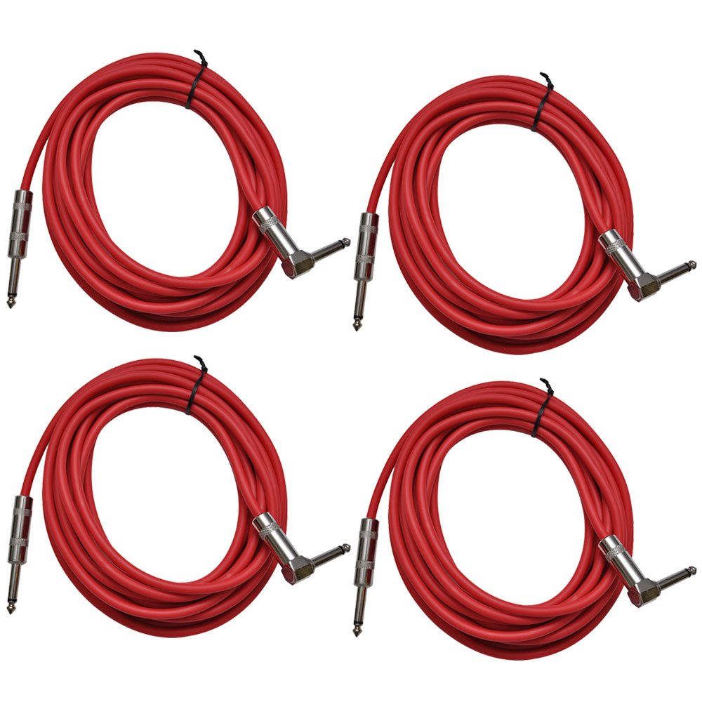 Blue 20-Feet Right Angle to Straight Guitar Cables 4-Pack E39342