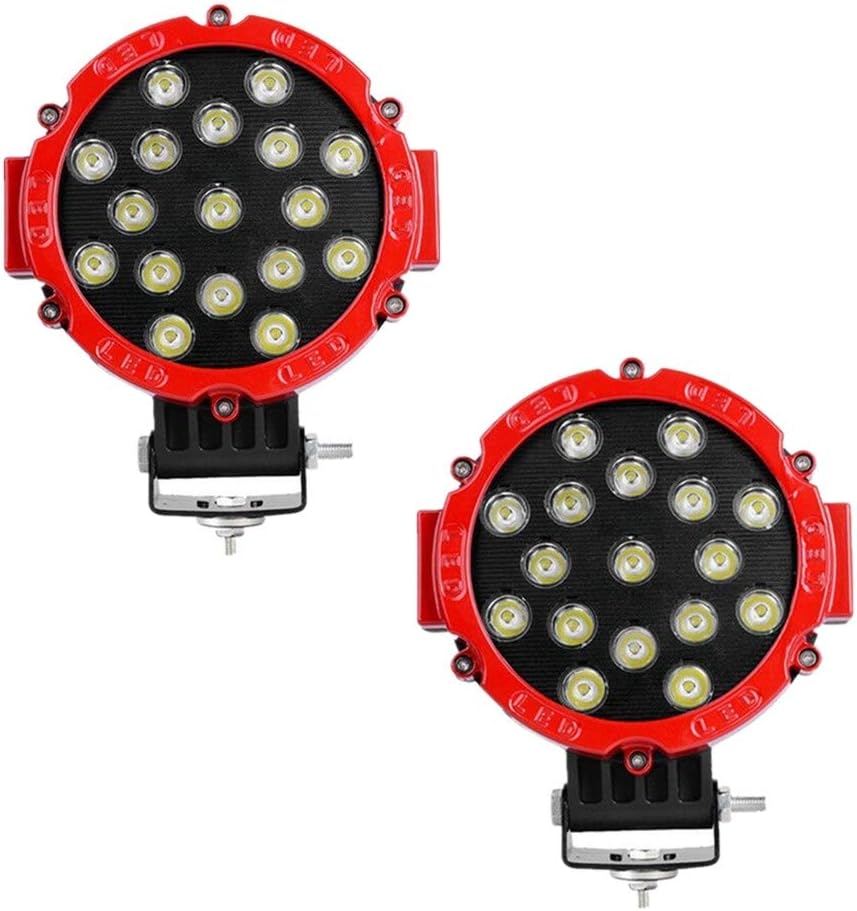 51W Round LED Off-Road Work Lights 4 Pcs Red Z2611
