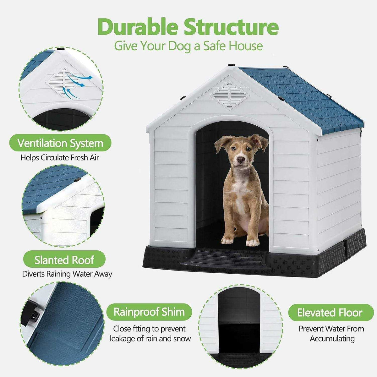 Large Waterproof Plastic Dog House with Vent and Raised Floor F154900