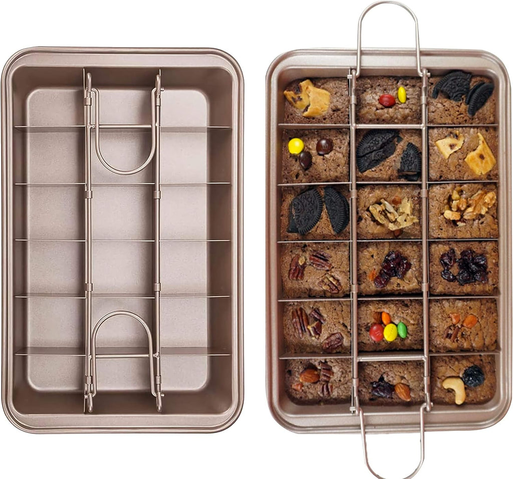 Non Stick Carbon Steel Brownie Pan with Built-in Slicer N970