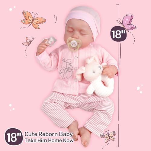 18 Inch Soft Body Realistic Newborn Baby Dolls with Clothes and Toy Accessories I4544