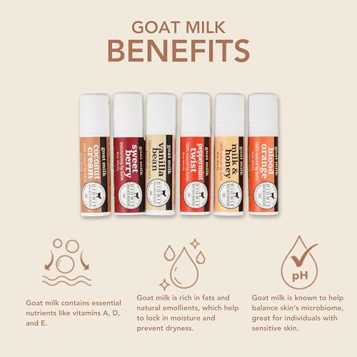 6 Pc Lip Balm Vanilla, Coconut, Milk & Honey, Berry, Peppermint, Blood Orange Scented Chapstick 0.28oz E90743