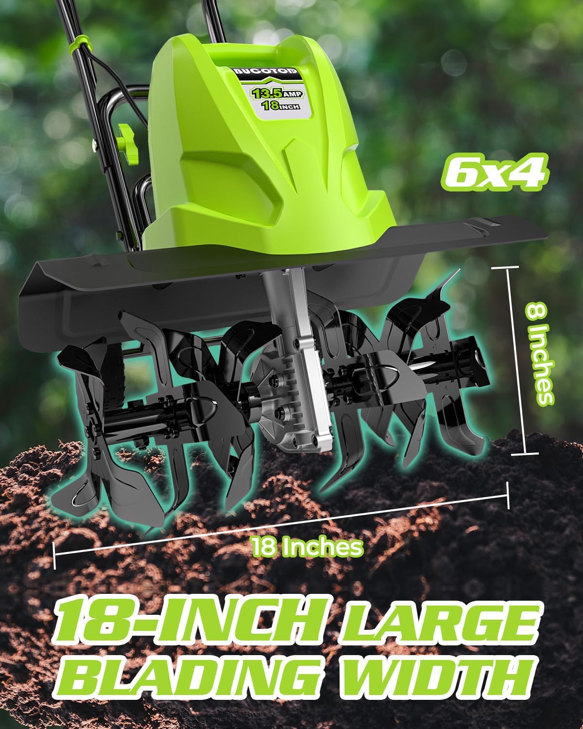 18-Inch 13.5 Amp Electric Tiller/Cultivator with 6 Steel Tines O731