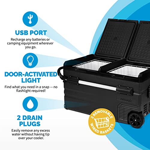 80 Qt. Electric Car Camping Cooler with Dual Zone Fridge and Freezer K7143