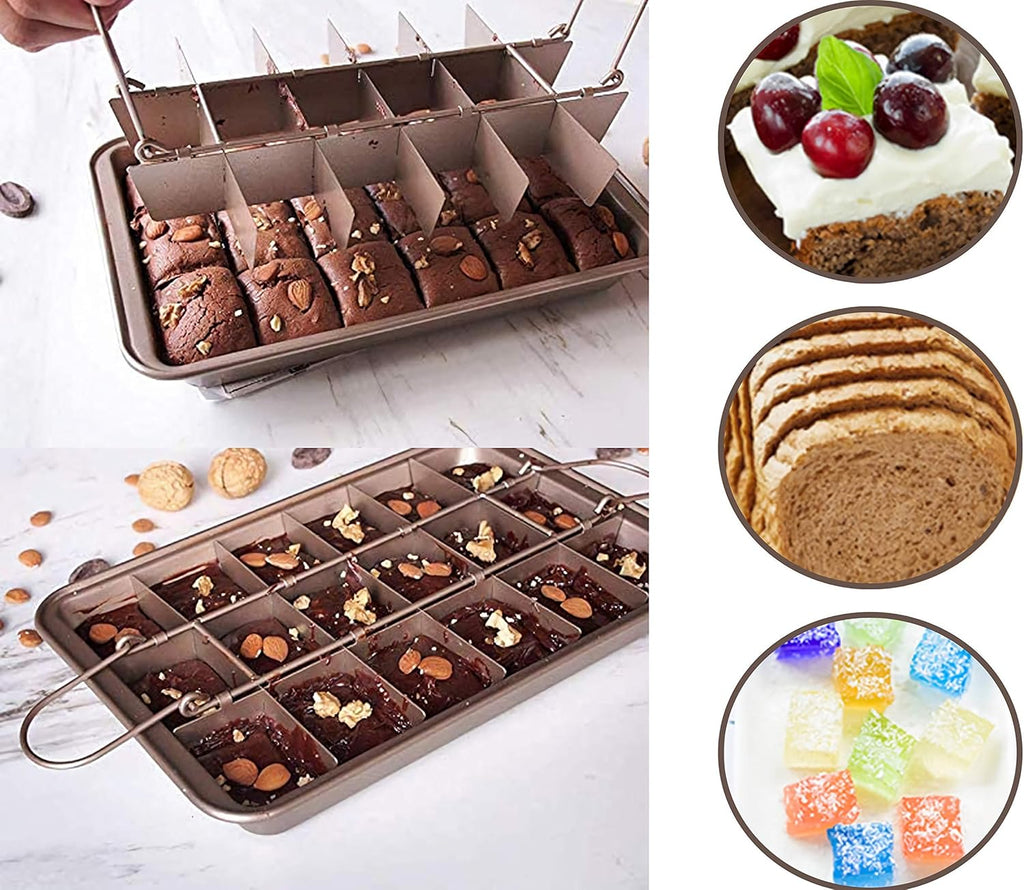 Non Stick Carbon Steel Brownie Pan with Built-in Slicer N970