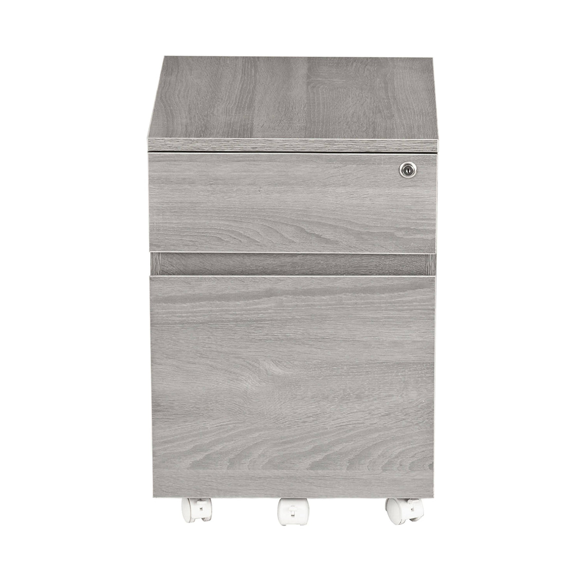 White Two Drawer Vertical Filing Cabinet with Lock R386