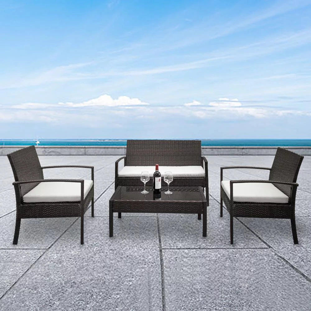 4 PCS Patio Rattan Conversation Furniture Set Z1459
