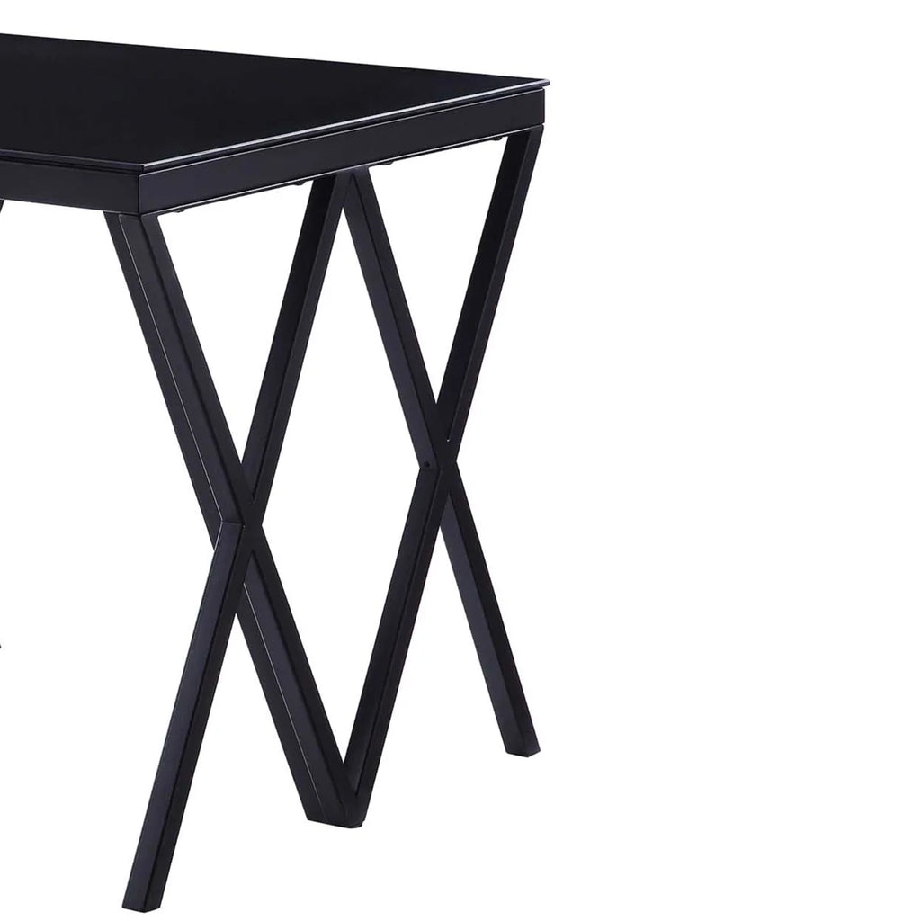 Black Metal End Table with Geometric Base T44773