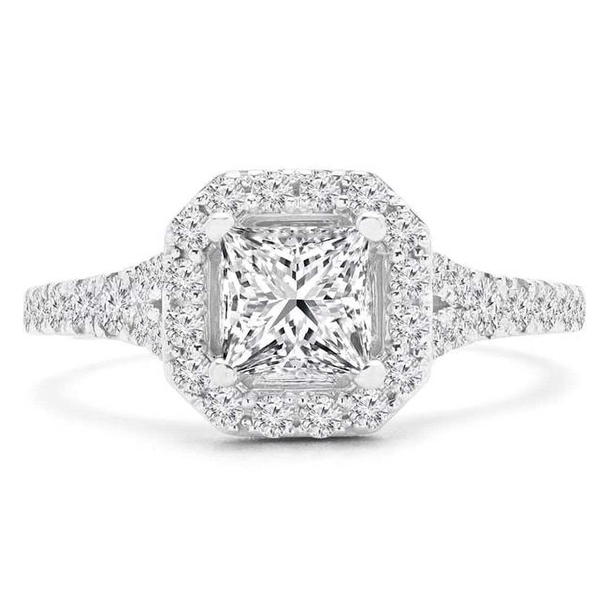 14K White Gold Princess Diamond Engagement Ring Size 7 A480869