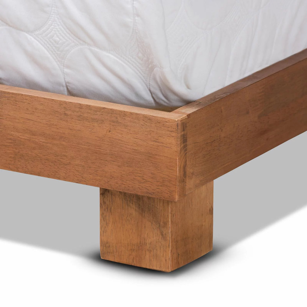Brown Finished Wood Queen Size Platform Bed H451