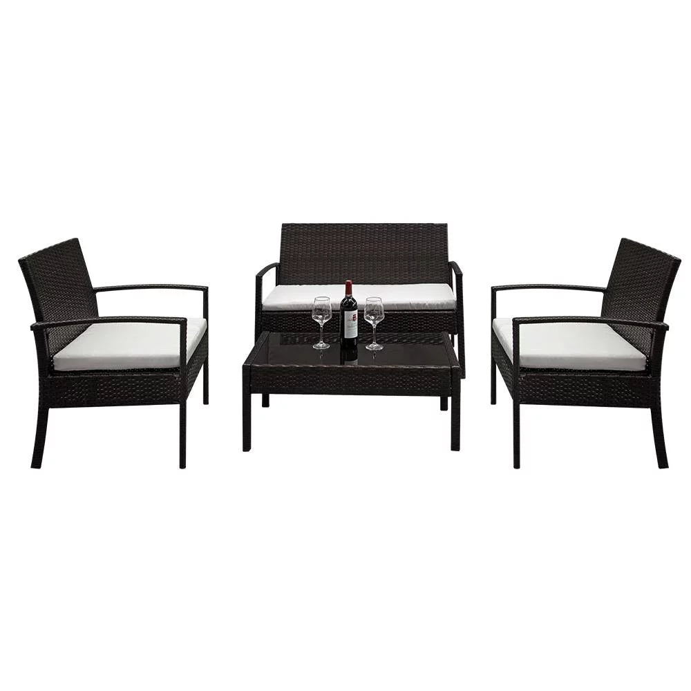 4 PCS Patio Rattan Conversation Furniture Set Z1459