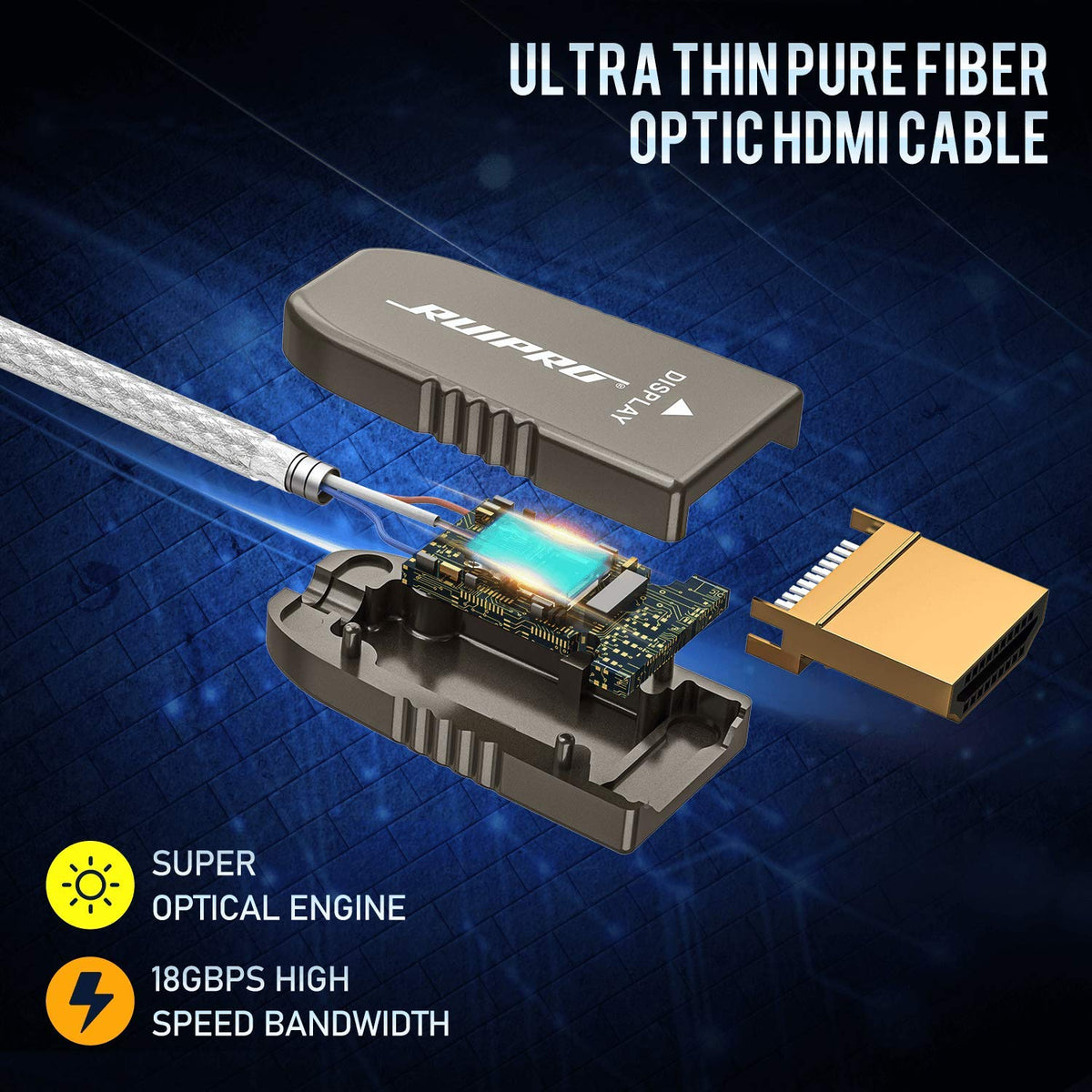 HDMI 2.0b Fiber Optic Cable 40ft 4K 60Hz 18Gbps Z3236