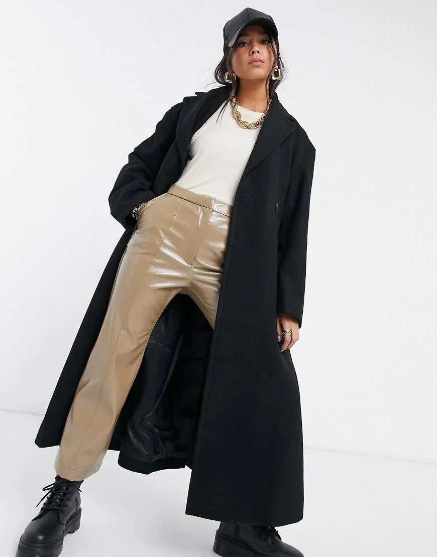 Black Longline Wool Coat O1763
