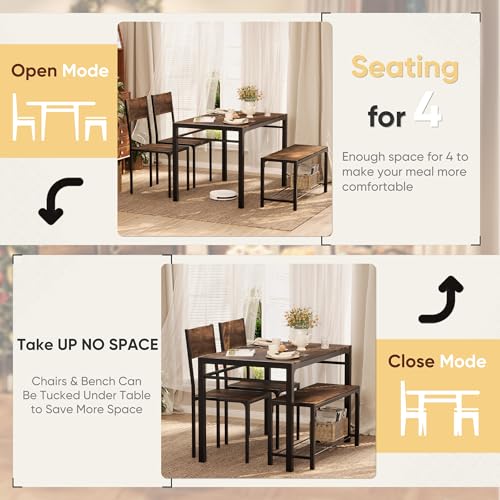 Rustic Brown 4 Piece Dining Table and Chairs M885