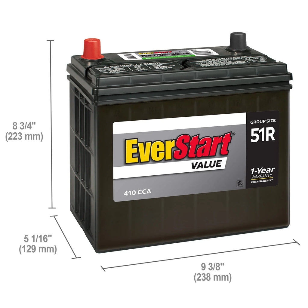 Lead Acid Automotive Battery Group Size 51R 12 Volt 410 CCA Z709