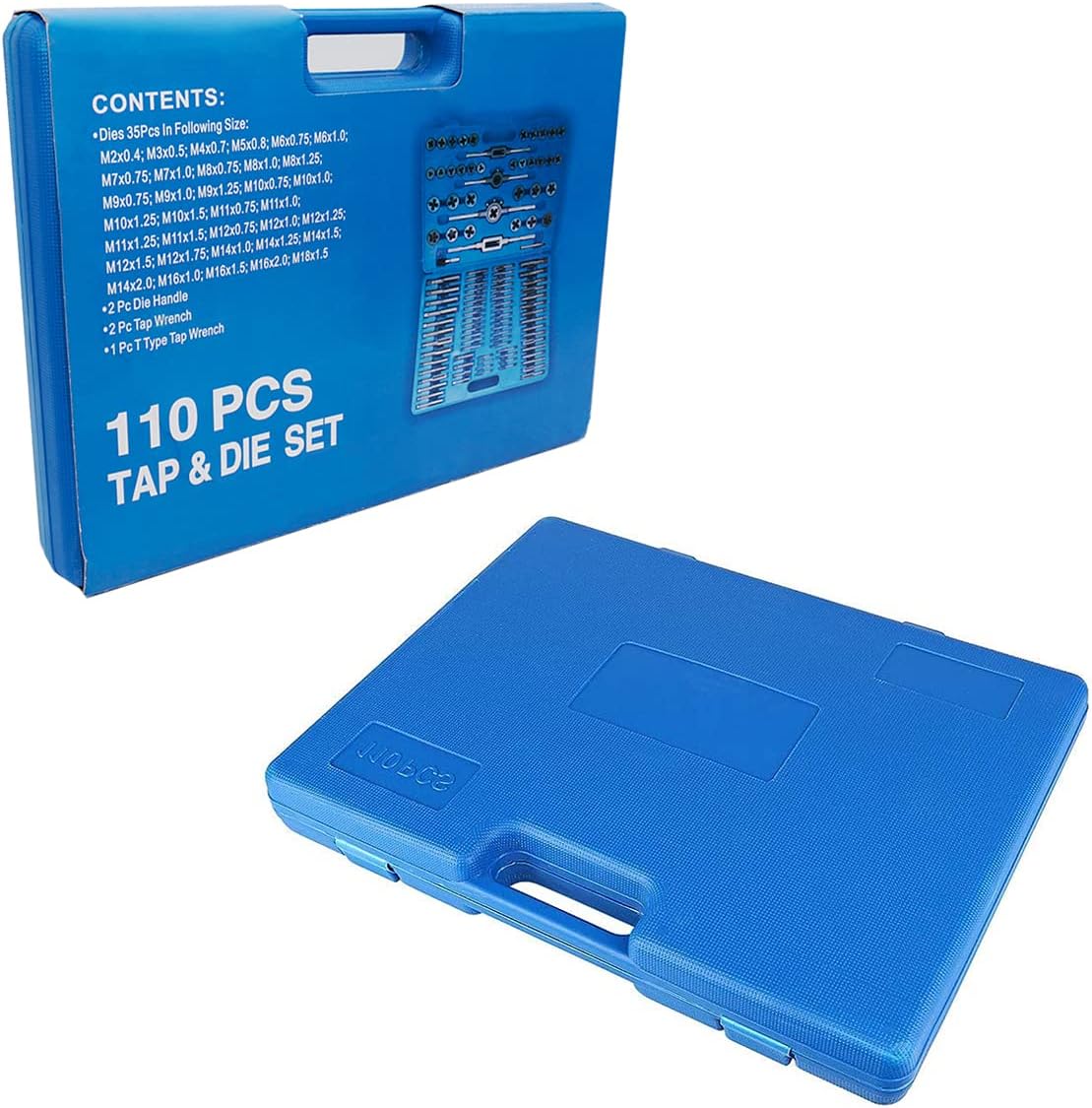 110PCS Hardened Alloy Steel Metric Tap and Die Rethreading Tool Set with Storage Case N6228