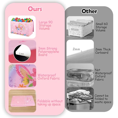 Pink Collapsible Toy Box with Lids Q7718