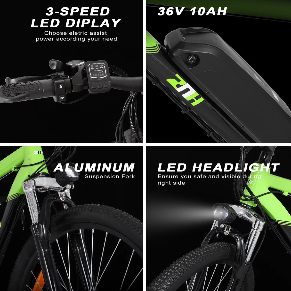 Electric Mountain Bike 350W 21 Speed Black L365564