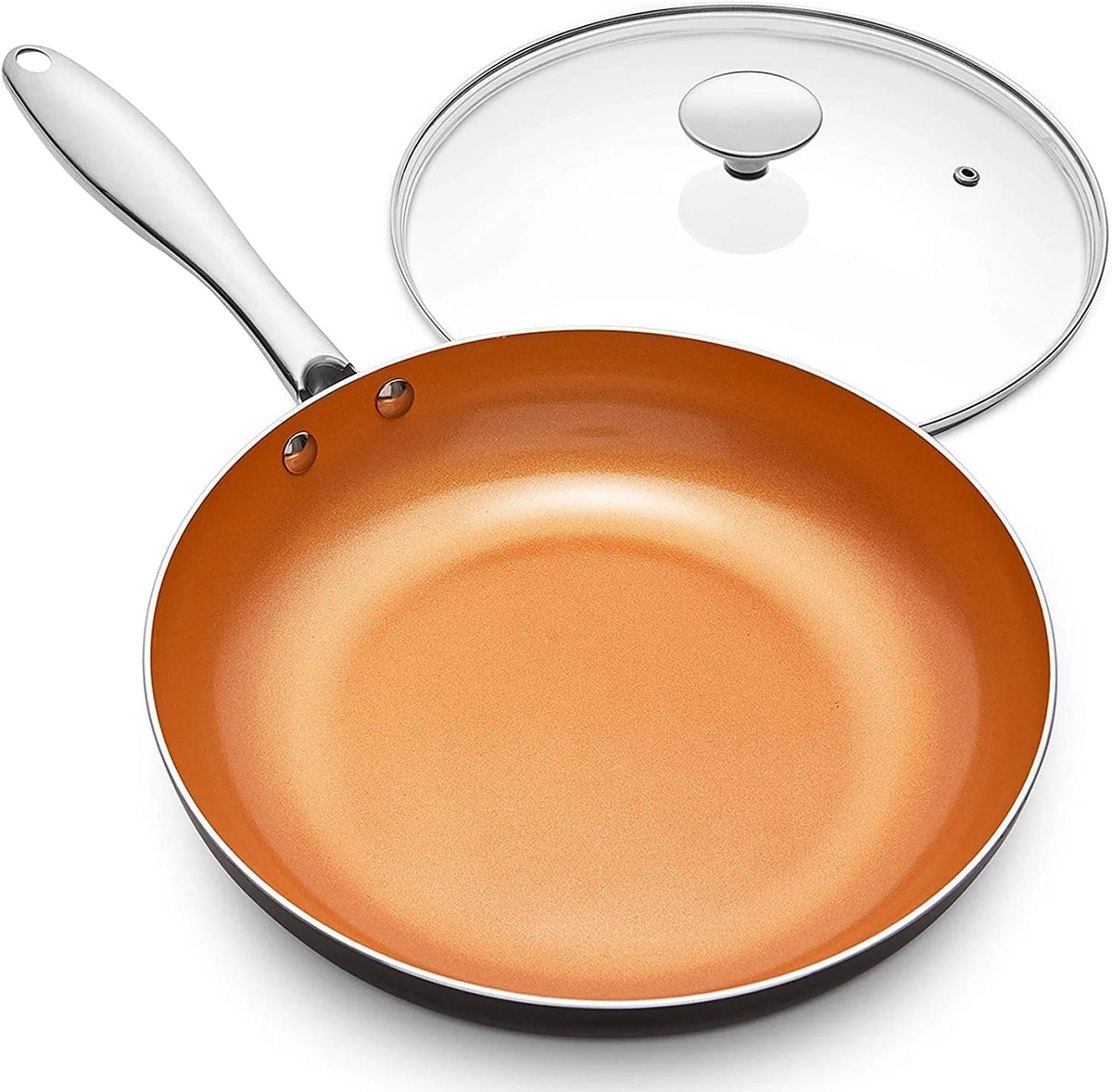 10 Inch Copper Nonstick Frying Pan with Lid O781250