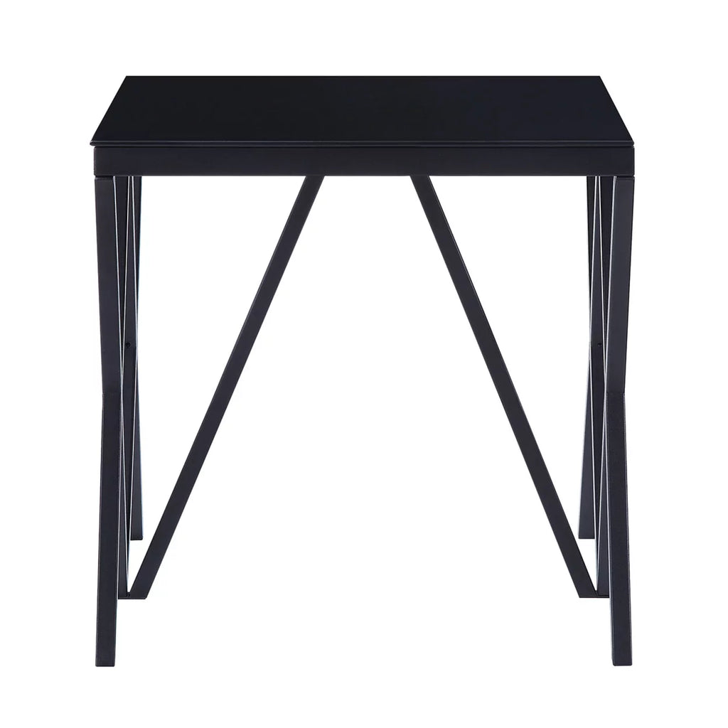 Black Metal End Table with Geometric Base T44773
