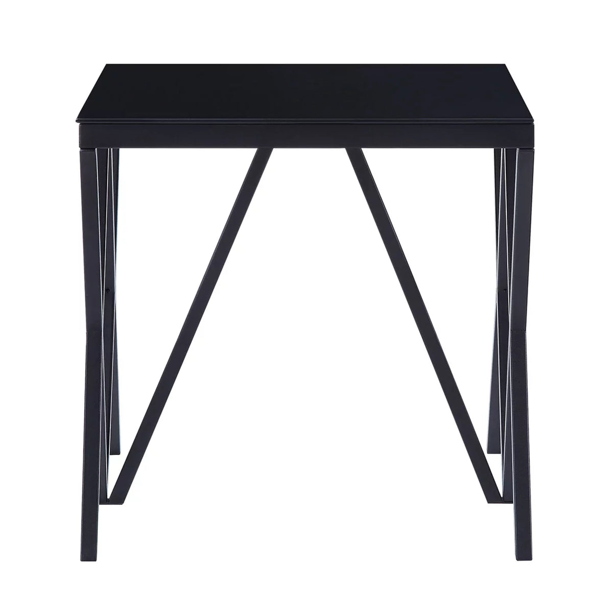 Black Metal End Table with Geometric Base T44773