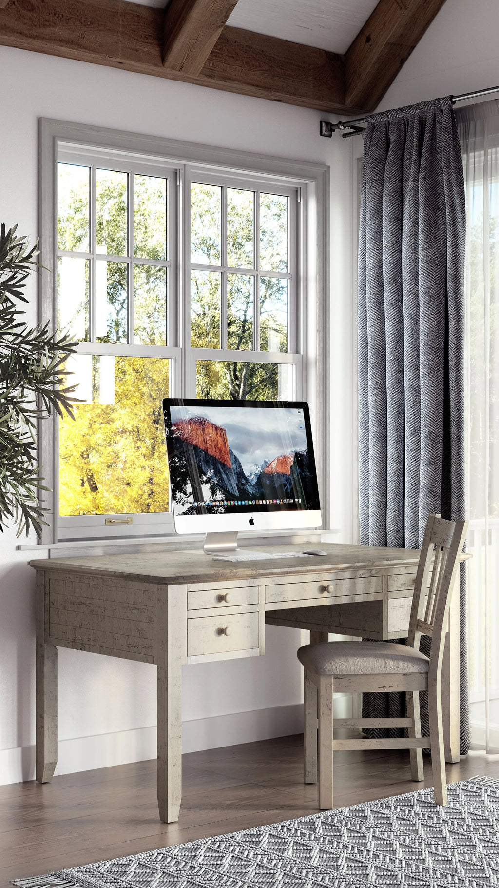 Distressed Acacia USB Charging Desk X795693