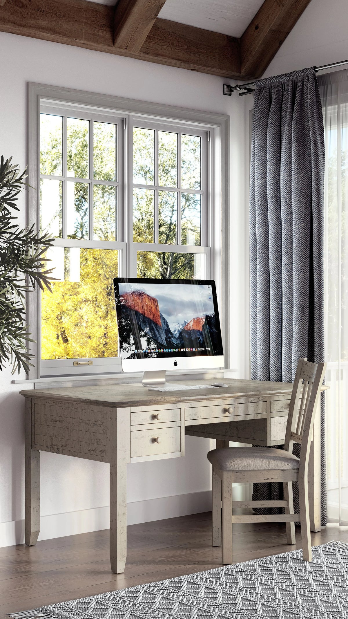 Distressed Acacia USB Charging Desk X795693