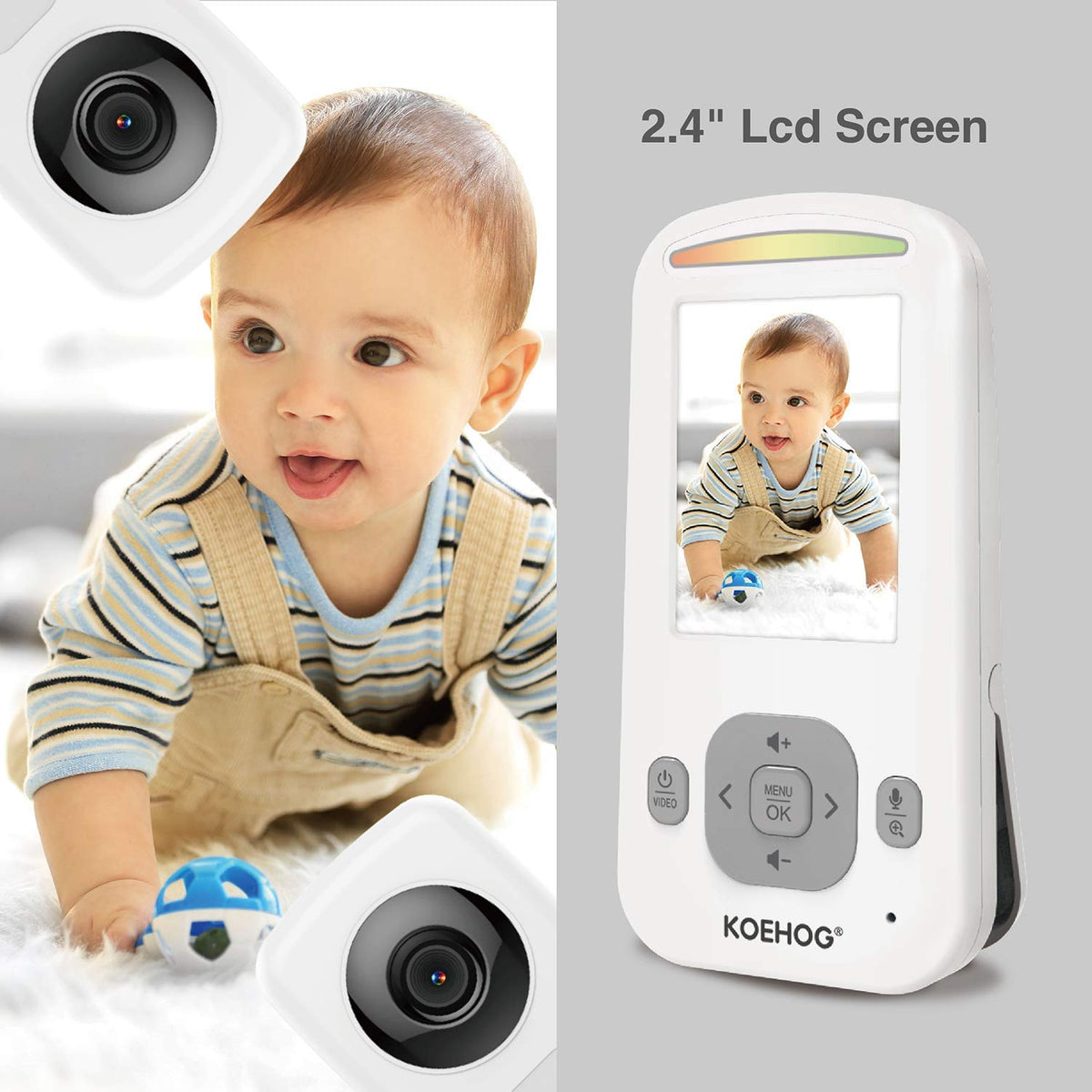 Baby Monitor with Camera, Auto Night Vision, Temperature Alert B14230