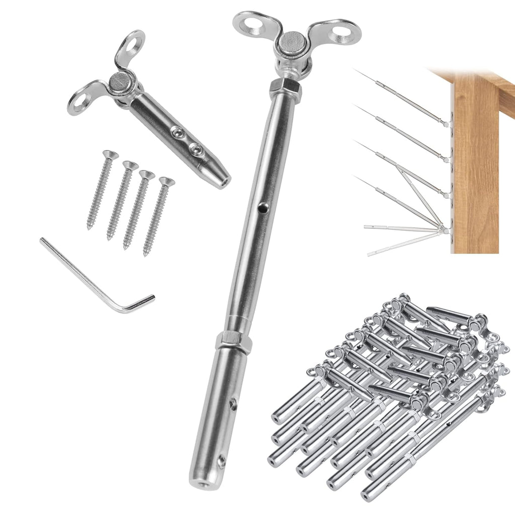 20Set Swageless Cable Railing Kit 1/8 Toggle Turnbuckle Hardware T316 Stainless Steel T954542
