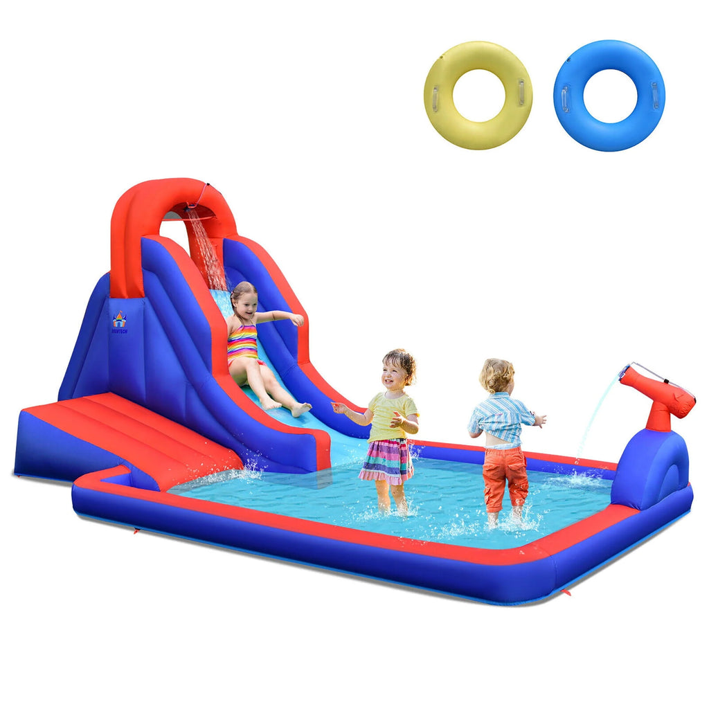 Inflatable Waterslide with Climbing Wall Slide Splash Pool Swim Rings Y20383