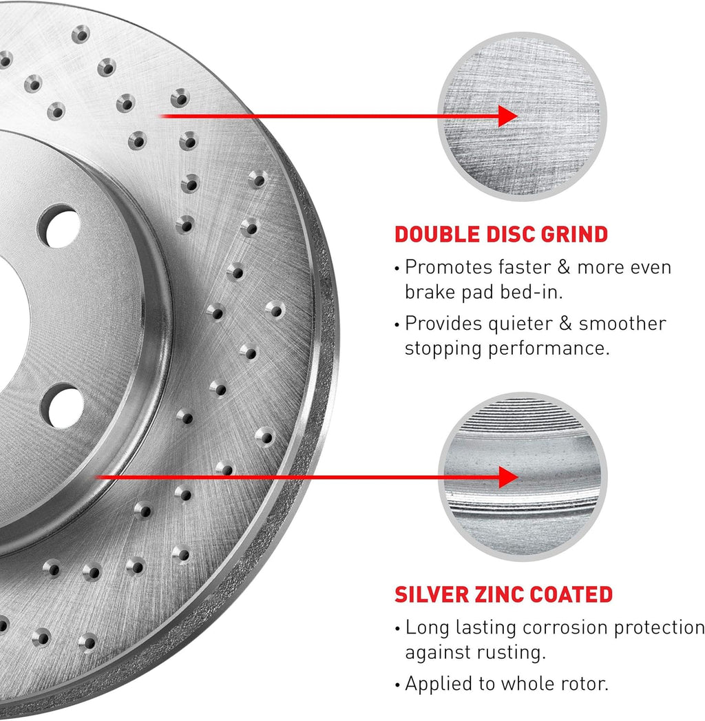 Cross-Drilled Brake Disc Rotors & Semi-Met Brake Pads N289