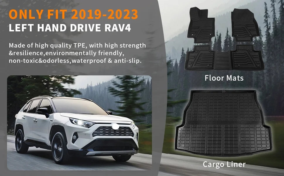 TPE Cargo Liner Trunk Floor Mats for Toyota Rav4 (Set of 4 Mats) U90789