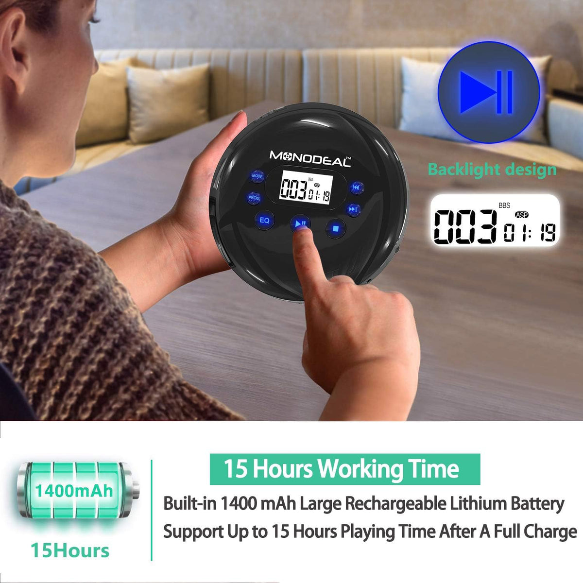 Portable CD Player with Headphones, Anti-Skip, Pack of 2 A881671
