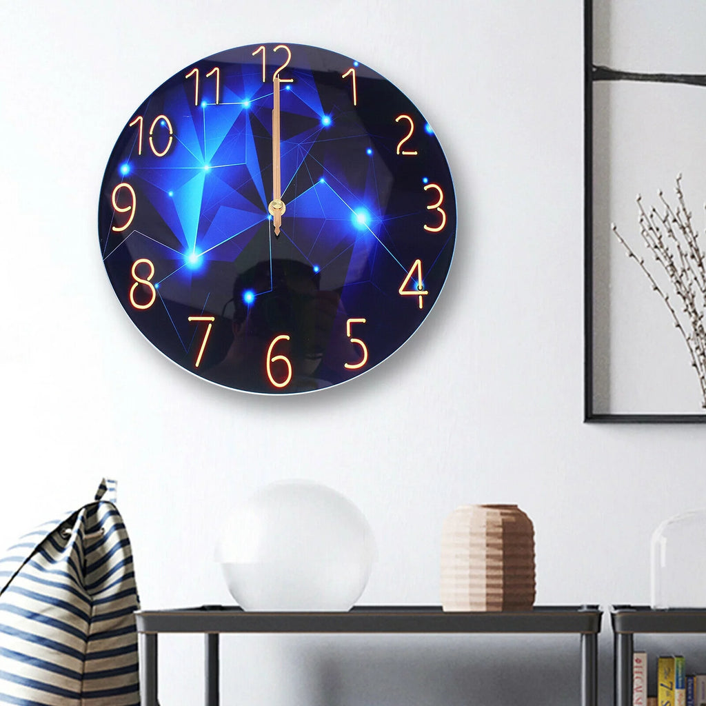 Blue Round Silent Wall Clock U9068