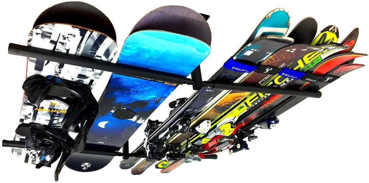 Ski and Snowboard Ceiling Storage Rack, Overhead Hanger Mount, Pack of 2 I88732