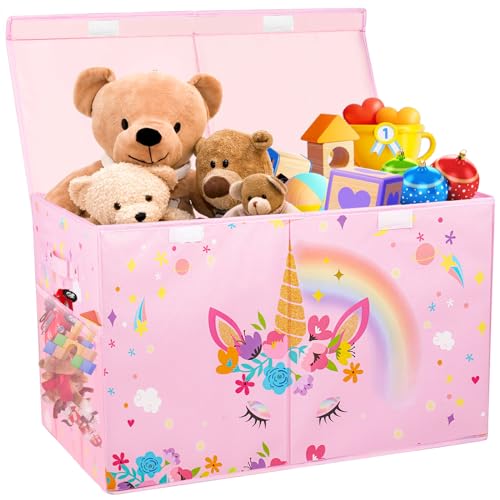Pink Collapsible Toy Box with Lids Q7718
