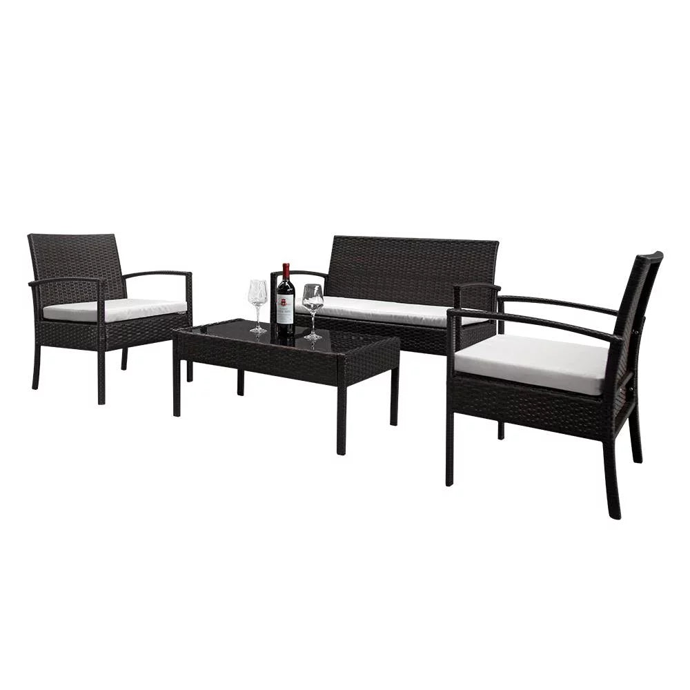 4 PCS Patio Rattan Conversation Furniture Set Z1459