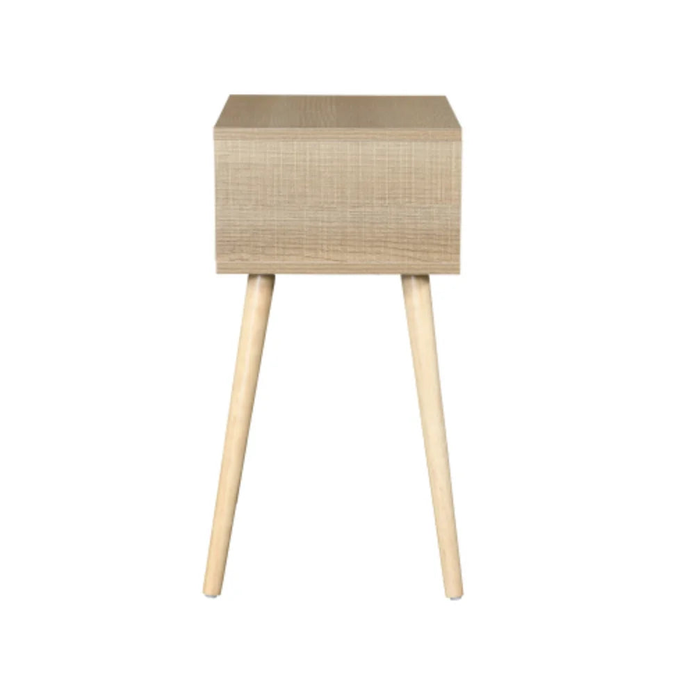 White 1 Drawer Side Table with Rubber Wood Legs S18748